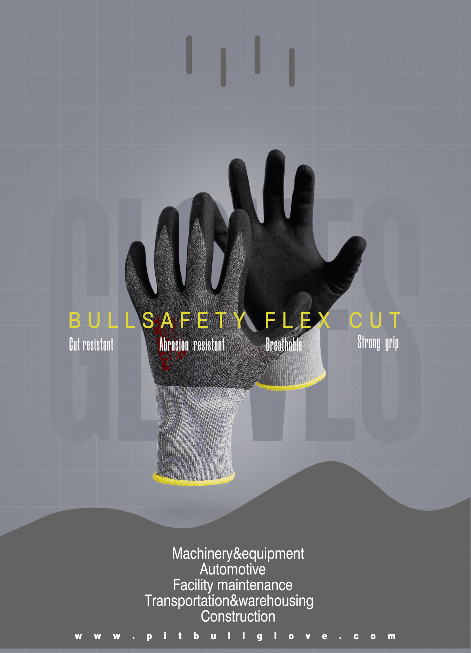 A pair of MaxiFlex UltimateTM gloves with a nylon liner for precision handling in dry environments